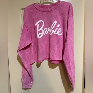 Barbie Long Sleeve Pink Crop Top
